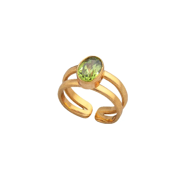 Boho rings with turquoise for earthy finger style -Alchemia Lab Created Peridot Cuff Ring