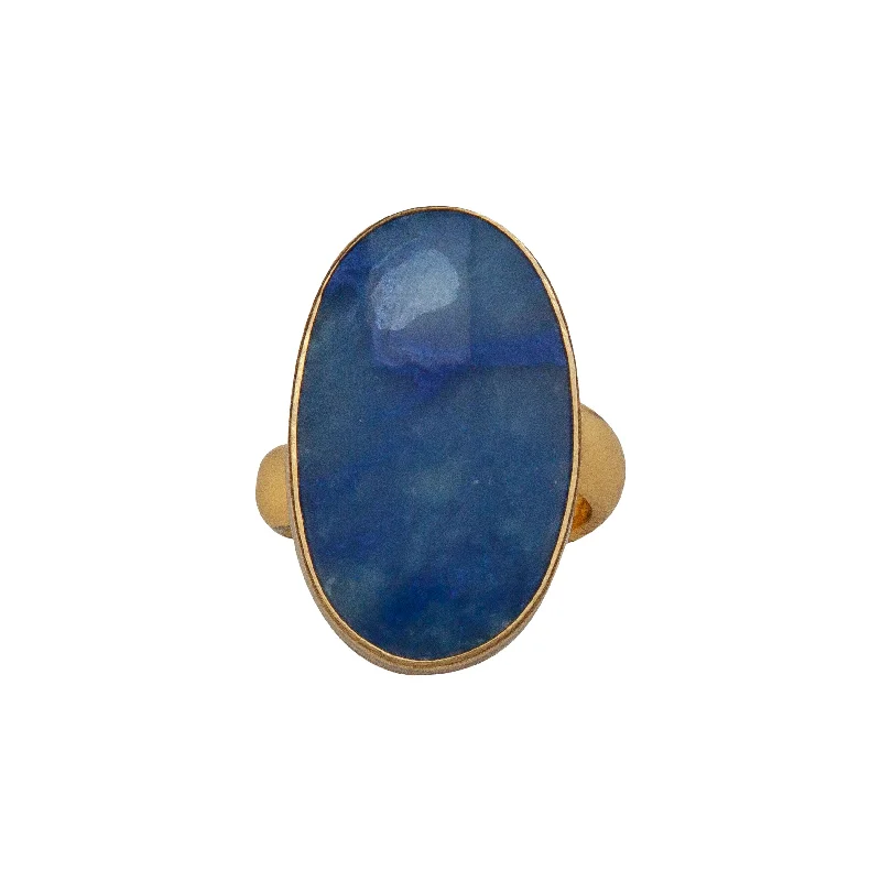 Glamorous rings perfect for dazzling evening finger wear -Alchemia Oval Blue Aventurine Adjustable Ring