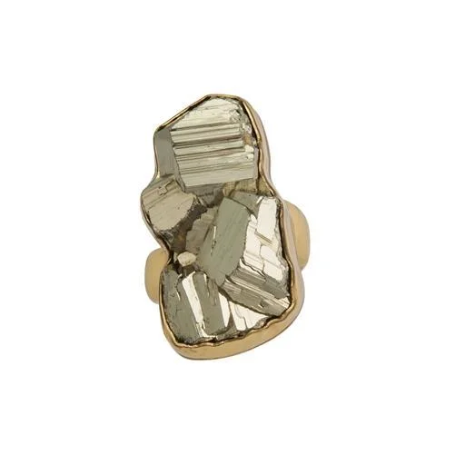 Vintage rings featuring timeless gemstone band designs -Alchemia Pyrite Adjustable Ring