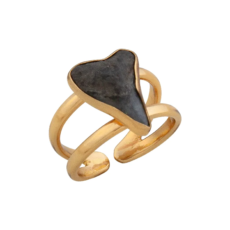 Custom rings crafted with your selected stone accents -Alchemia Shark Tooth Double Band Cuff Ring