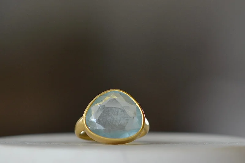 Rings made with lab-grown stones for ethical charm -Aquamarine Greek Ring