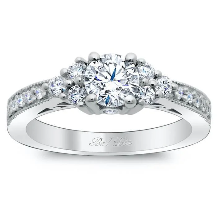 Rings perfect for romance with sweet stone details -Art Deco Engagement Ring with Diamond Clusters