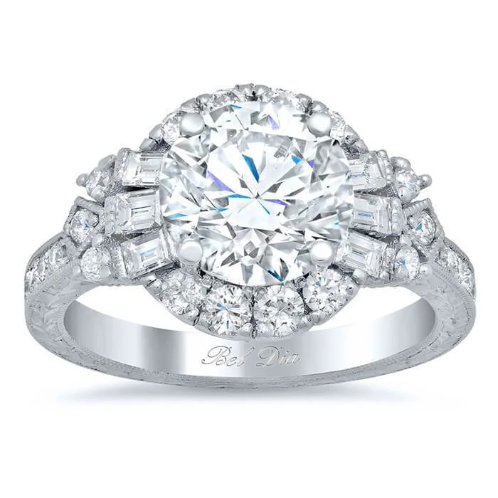 Light rings ideal for everyday finger comfort wear -Art Deco Style Halo Engagement Ring