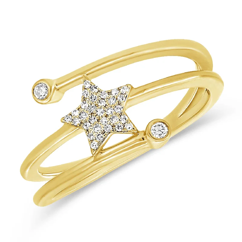 Rings featuring vivid stones for bold finger flair -Celestial Diamond Star Ring