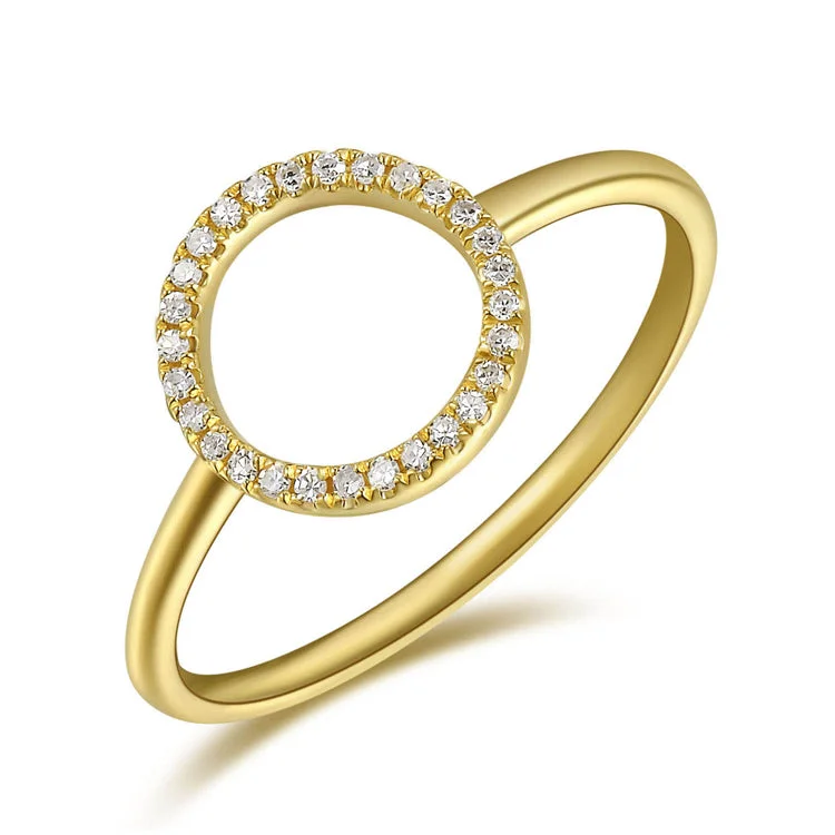 Rings featuring flexible bands for comfy finger fit -Classic Circular Diamond Ring