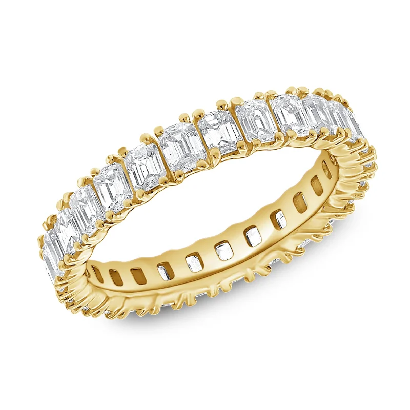 Glamorous rings perfect for dazzling evening finger wear -Classic Diamond Eternity Ring with Rectangular Cut White Diamonds set in 14kt Gold