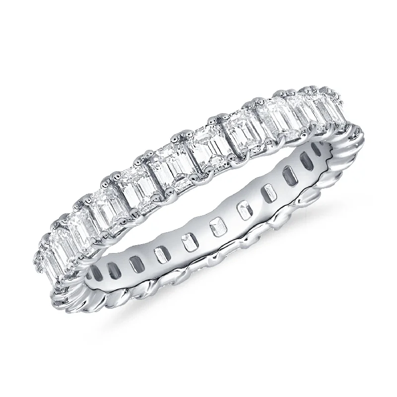 Rings featuring aquamarine for cool blue finger shine -Classic Diamond Eternity Ring set with Emerald Cut Diamonds set in 14kt Gold