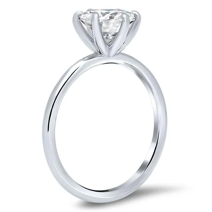 Sleek rings ideal for subtle daily finger elegance -Classic Lab Grown Diamond Solitaire Engagement Ring with 6 Prongs