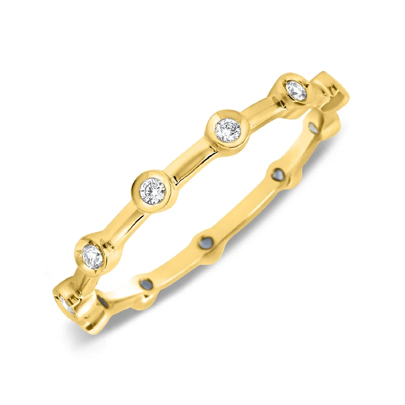 Rings featuring floral stones for delicate finger beauty -Contemporary Bezel-Set Diamond Eternity Ring in 14K Gold