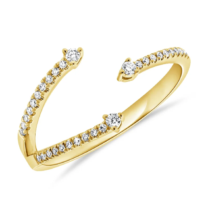 Open rings with airy bands for finger style -Contemporary Open Diamond Wrap Ring in 14K Gold