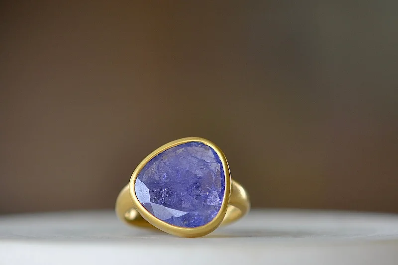 Vermeil rings with golden gemstone finger brilliance -Tanzanite Greek Ring