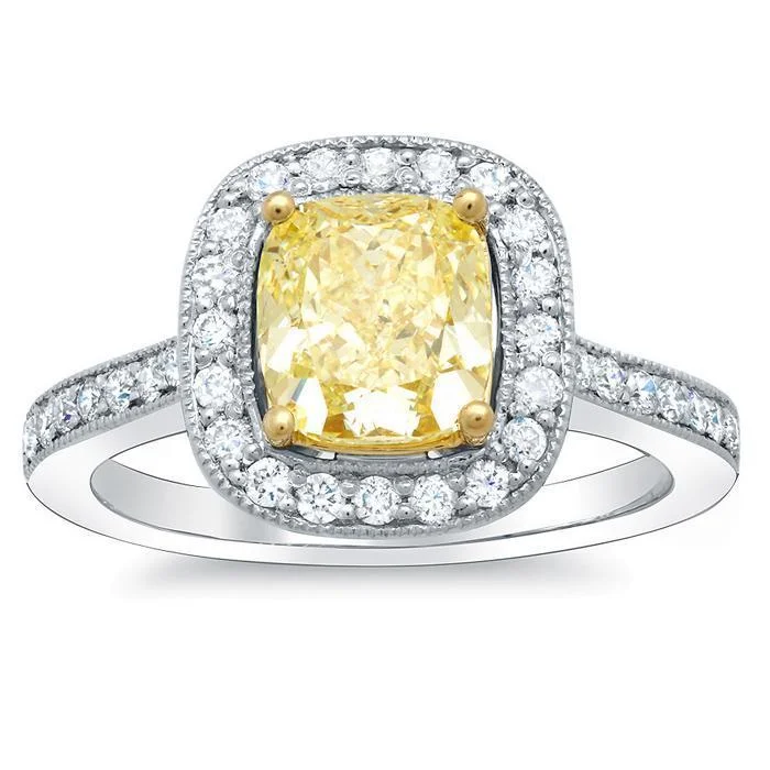 Sleek rings ideal for subtle daily finger elegance -Cushion Cut Canary Diamond Ring