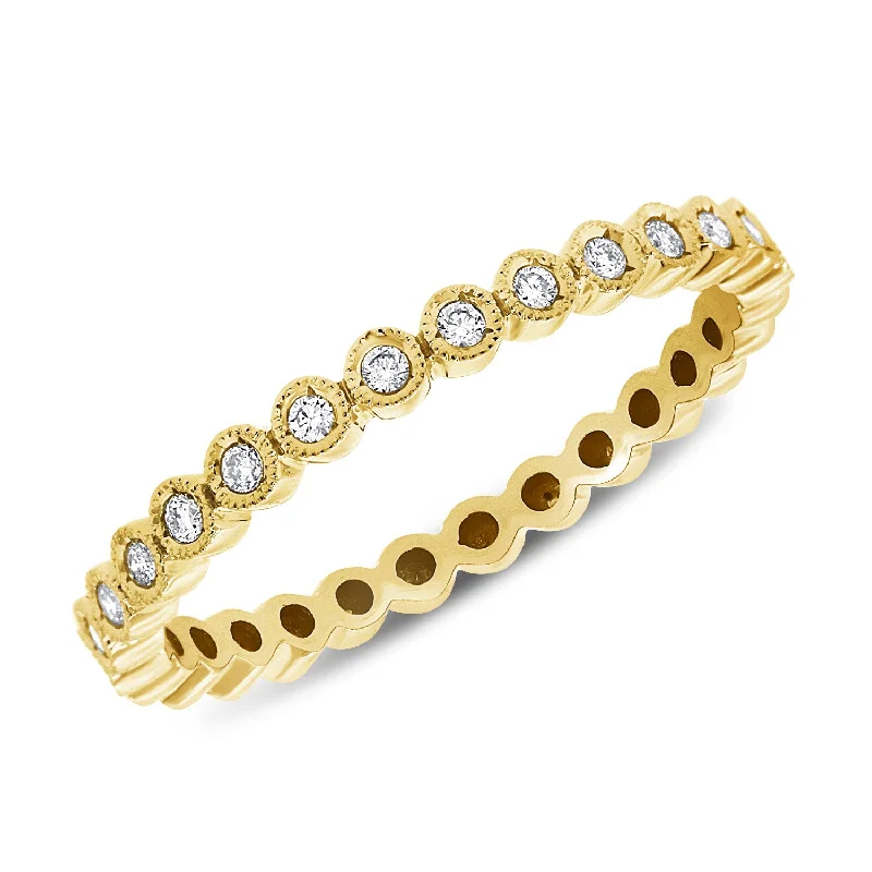 Rings featuring topaz for bright blue finger shine -Delicate Milgrain Diamond Eternity Ring in 14K Gold