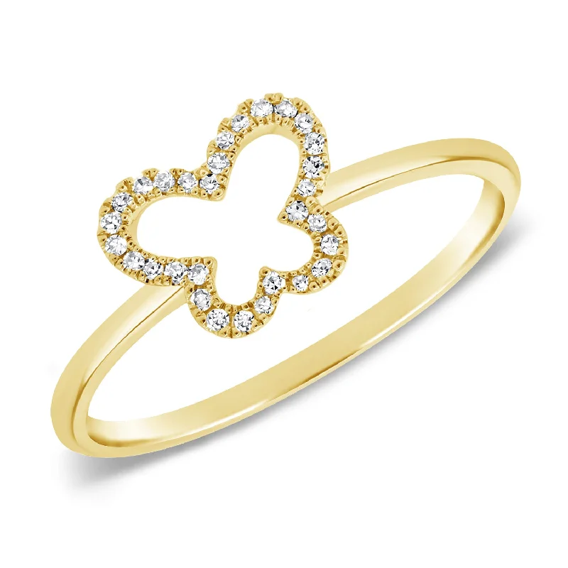 Rings perfect for layering with slim finger bands -Diamond Butterfly Ring made in 14K Gold