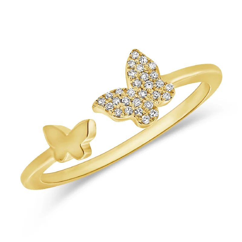 Rings inspired by moons with gemstone radiance -Diamond Butterfly Wrap Ring made in 14K Gold