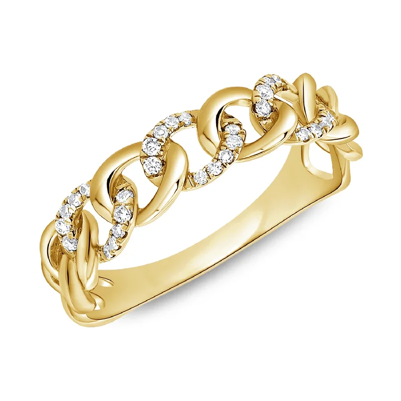 Crisp rings with modern shapes for finger chic -Diamond Designer Link Chain Ring