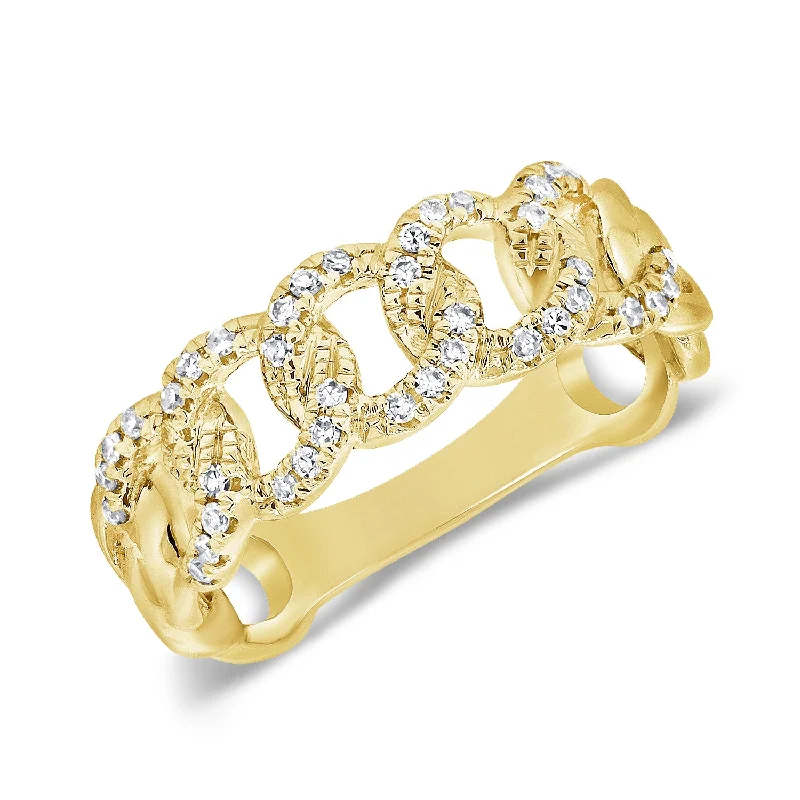 Artisan rings perfect for unique handcrafted beauty -Diamond Link Chain Ring made in 14K Gold