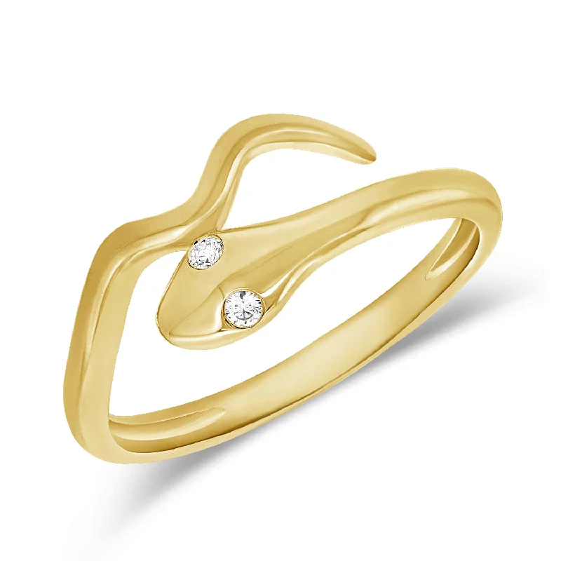 Large rings designed for striking finger presence -Diamond Snake Wrap Ring made in 14K Gold