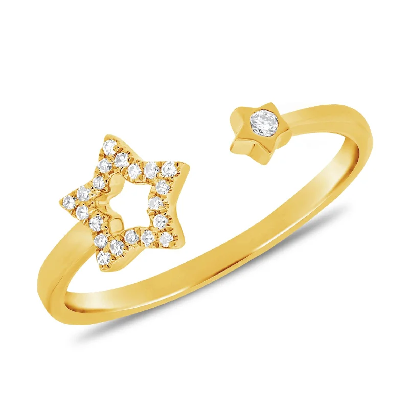 Rings featuring pearls for classic finger sophistication -Diamond Star Wrap Ring made in 14K Gold