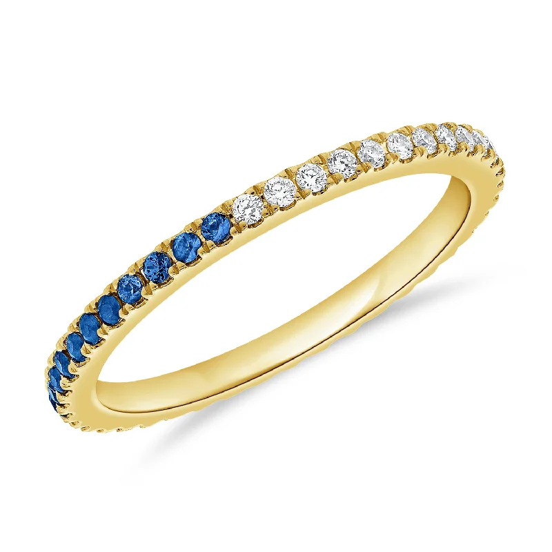 Rings featuring black diamonds for edgy finger shine -Diamonds & Sapphire Eternity Ring made in 14K Gold