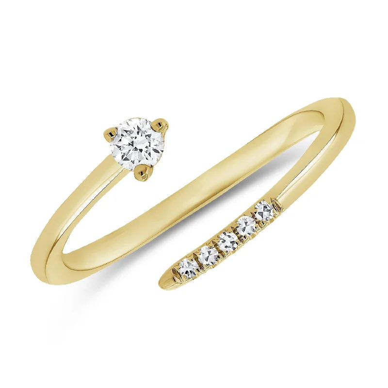 Rings perfect for holidays with festive stone charm -Elegant Asymmetrical Diamond Wrap Ring in 14K Gold