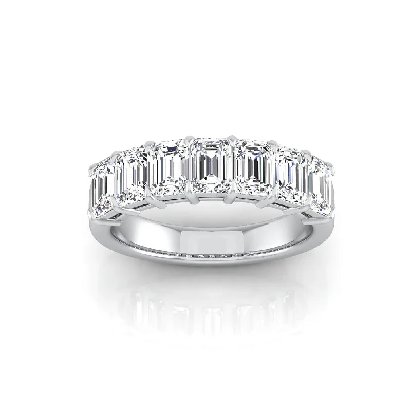 Rings perfect for teens with trendy stone designs -Emerald Cut Lab Grown Diamond Seven Stone Ring - 2.45cttw