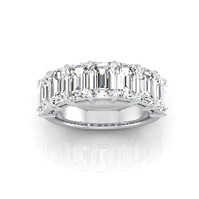 Slim rings for stackable finger fashion combinations -Emerald Cut Lab Grown Diamond Seven Stone Ring - 5.25cttw