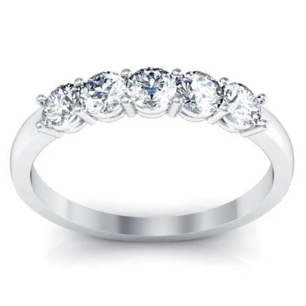 Sharp rings with sleek cuts for contemporary style -0.50cttw Shared Prong Round Diamond Five Stone Ring