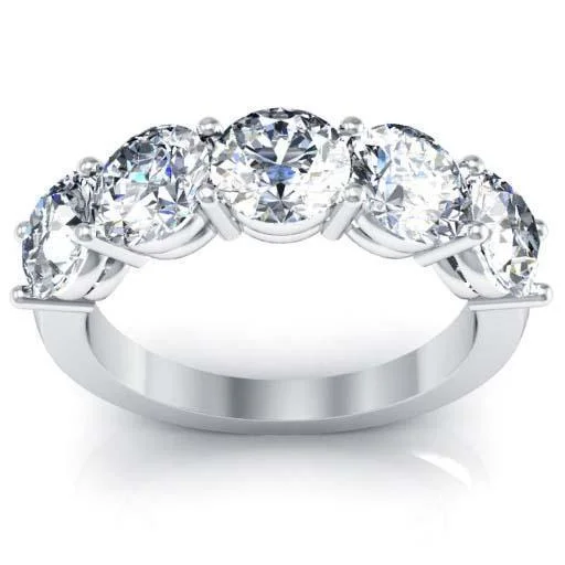 Rings featuring floral stones for delicate finger beauty -3.00cttw Shared Prong Round GIA Certified Diamond Five Stone Ring