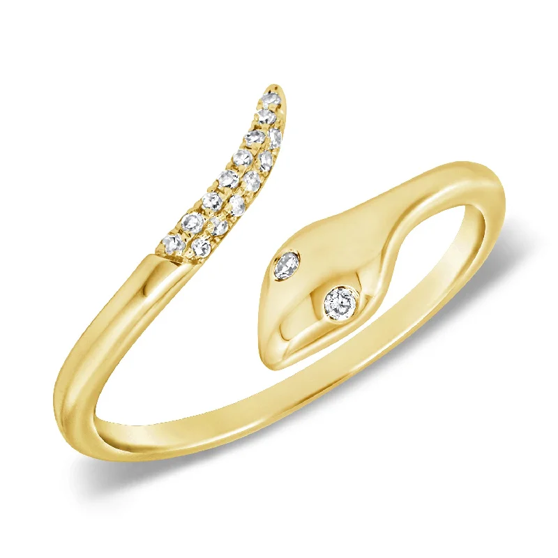 Retro rings with detailed bands for nostalgic appeal -Graceful Diamond Snake Ring in 14K Gold