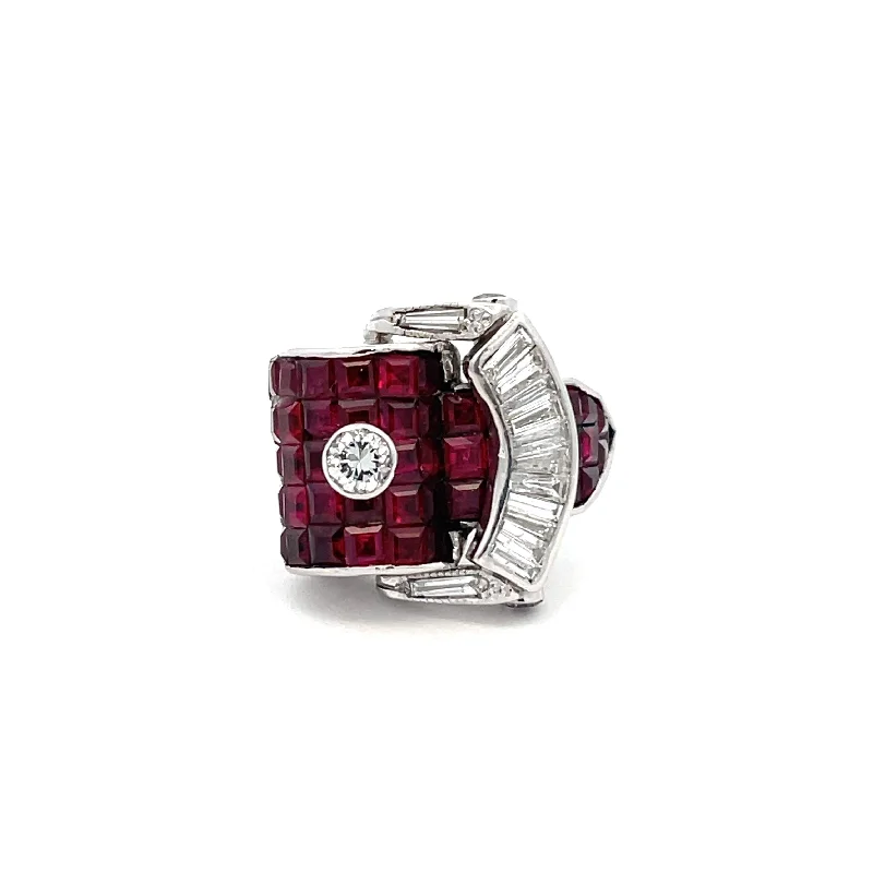 Curved rings perfect for matching with other bands -Gregorio Ruby Belt Buckle Ring