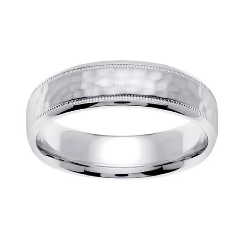 Rugged rings designed for men with bold charm -Hammered Wedding Ring 6mm