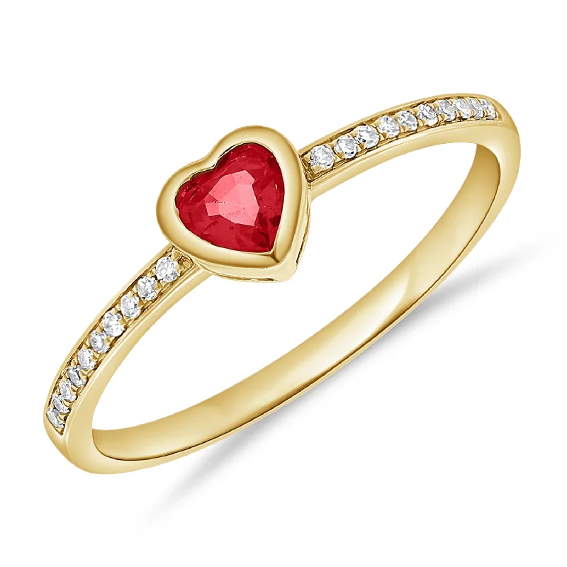 Rugged rings designed for men with bold charm -Heart Ring with Gorgeous Ruby & Diamonds