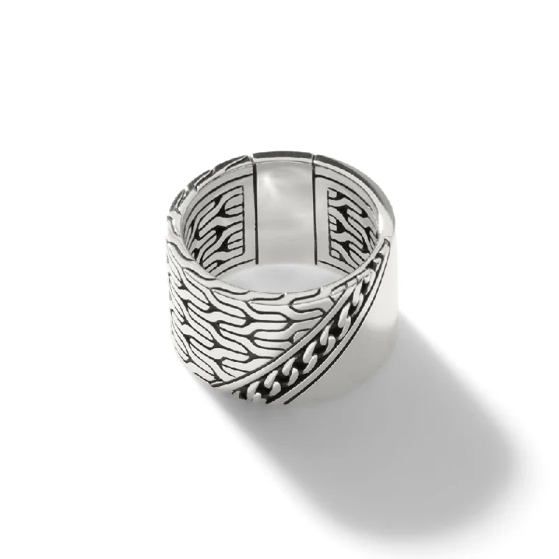 Rings inspired by waves with flowing stone designs -John Hardy Carved Chain Band Ring