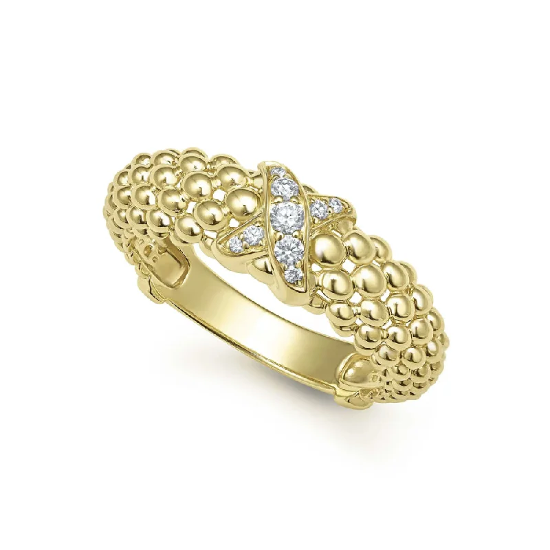 Rings great for events with special stone accents -Lagos Embrace 18k Gold X Caviar Diamond Ring