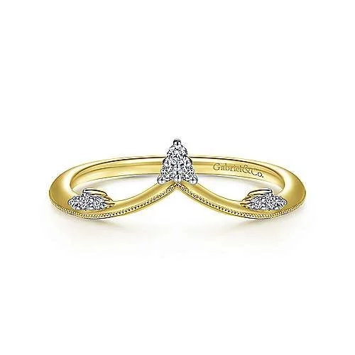 Rings featuring jade for serene green finger charm -14K Yellow Gold Diamond Cluster Chevron Ring