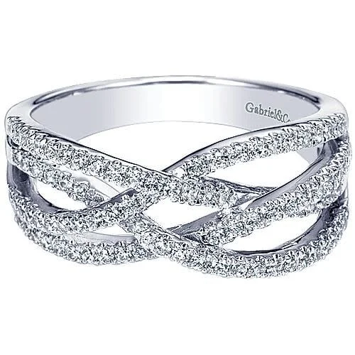 Rings perfect for layering with slim finger bands -14K White Gold Intersecting Diamond Ring