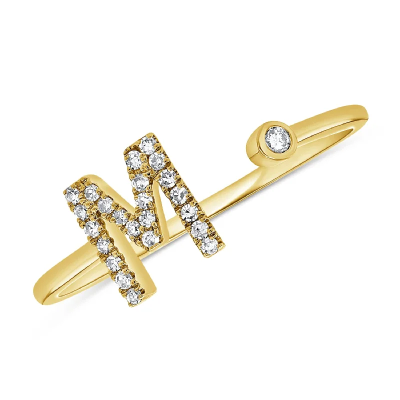 Sleek rings ideal for subtle daily finger elegance -Diamond Initial 'M' Open Ring in 14K Gold