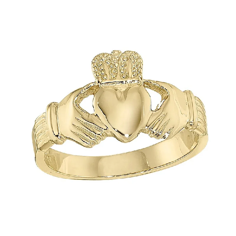 Rings with opal stones for iridescent finger beauty -Men's 14k Yellow Gold Extra Heavy Claddagh Ring