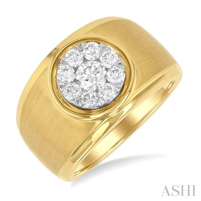 Rings featuring citrine for golden finger radiance -MENS LOVEBRIGHT DIAMOND RING