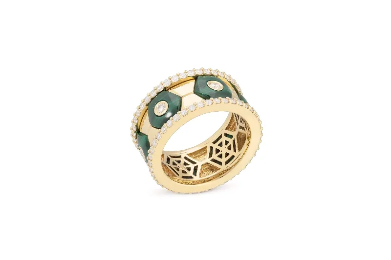 Sculpted rings with carved bands for finger art -Miseno Baia Sommersa Malachite Ring