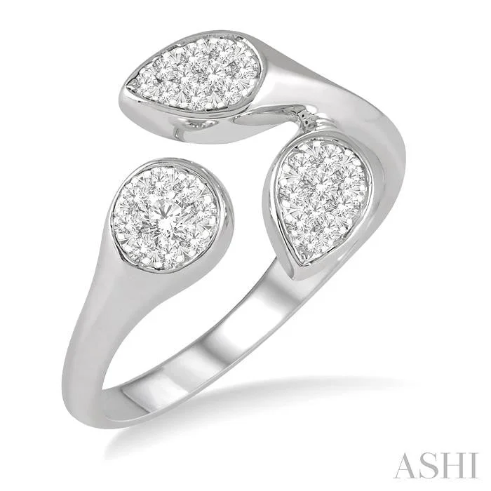 Natural rings with raw stones for organic appeal -MIXED SHAPE LOVEBRIGHT DIAMOND FASHION OPEN RING