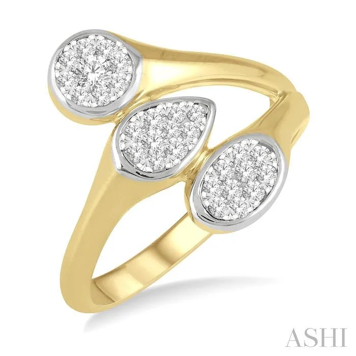 Twisted rings with woven bands for artistic beauty -MIXED SHAPE LOVEBRIGHT DIAMOND FASHION RING