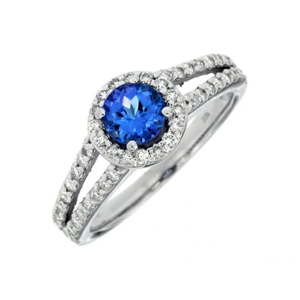 Rings made with eco-conscious stones for sustainability -White Gold Tanzanite & Diamond Ring