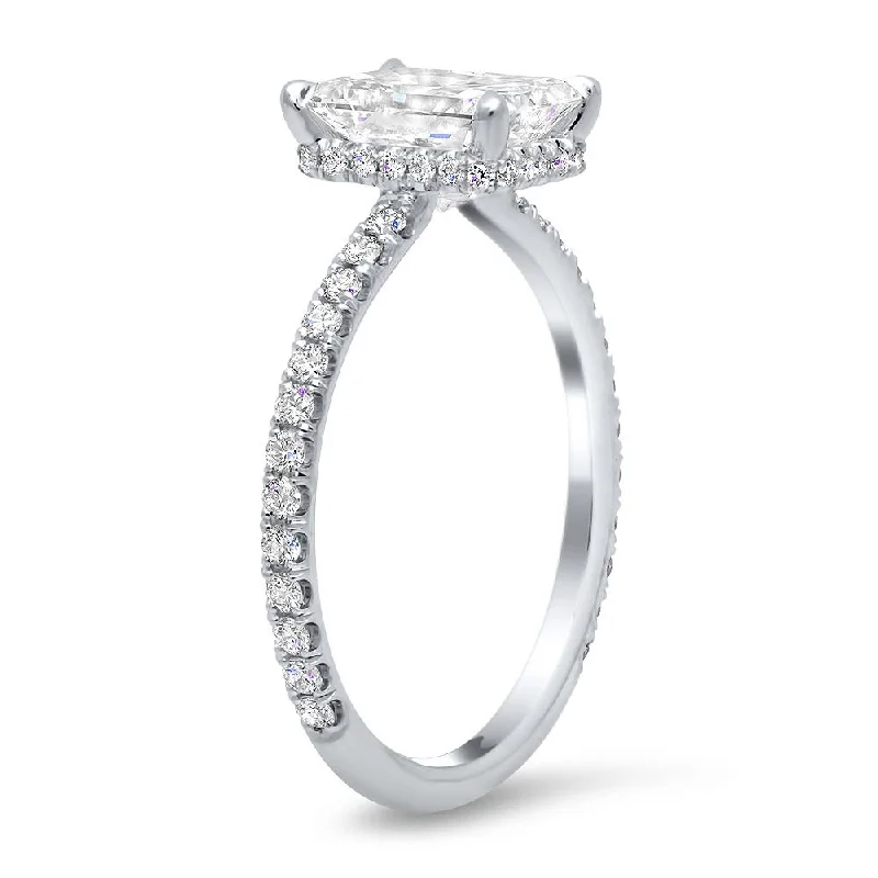 Fringe rings with stone drops for finger play -Pave Hidden Basket Lab Grown Diamond Accented Delicate Engagement Ring