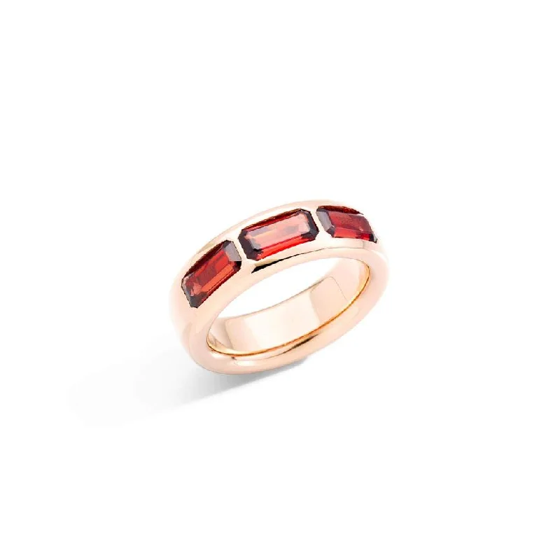 Brushed rings with textured finishes for finger grit -Pomellato Iconica Garnet Ring