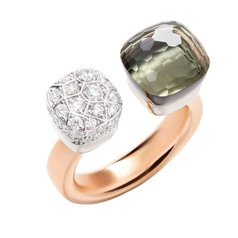 Chakra rings with stones for finger energy balance -Pomellato Nudo Prasiolite Ring