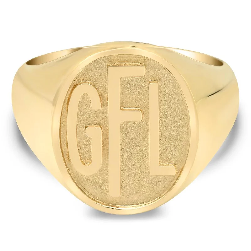 Matte rings with smooth finishes for subtle elegance -Raised Monogram Signet Ring