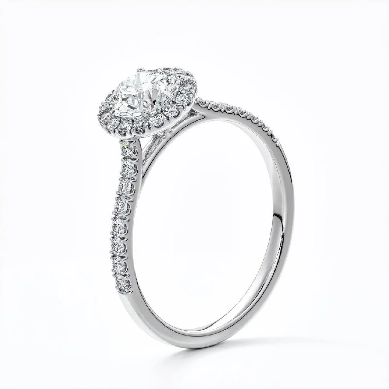 Rings perfect for gifting with brilliant stone shine -Elegance in 14K White Gold: Halo Diamond Pavé Engagement Ring