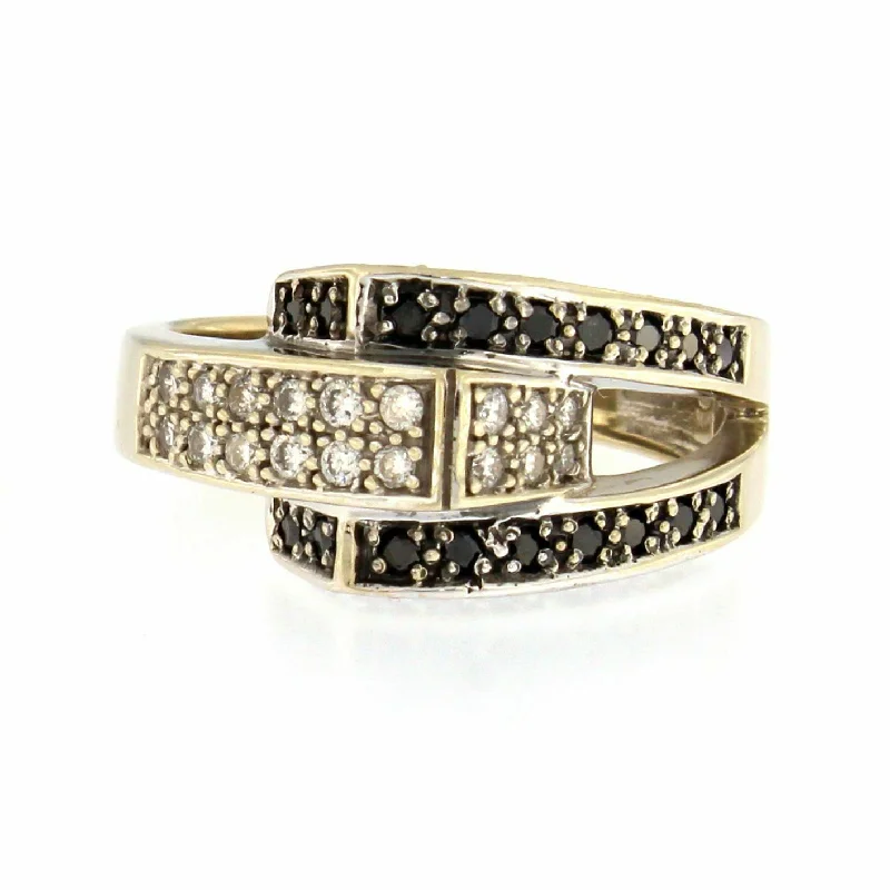 Rings made with lab-grown stones for ethical charm -Ring with .46 CTW Black and White Diamonds 14k White Gold